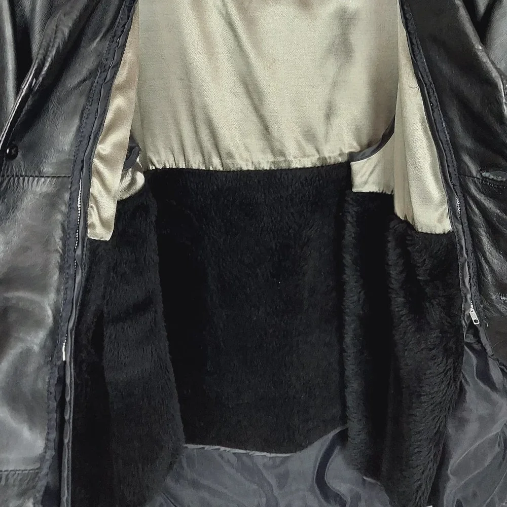 MEN'S GENUINE LEATHER BUTTON FRONT COAT BY OAKTON (M) - Picture 9 of 15